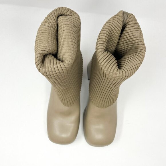 Charles & Keith Evie Knitted-Sock Ankle Boots Taupe Beige Size 8 - Picture 7 of 15